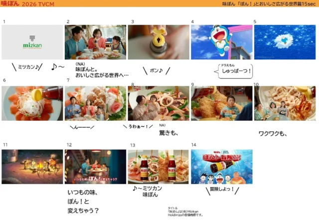 味ぽん「ぽん!」とおいしさ広がる世界篇のCMカット割り
