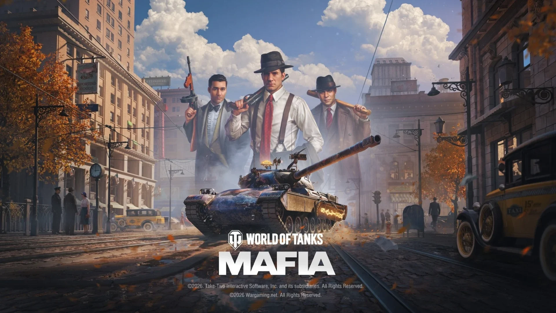 「World of Tanks」と「Mafia」のコラボイベント「バトルパス・スペシャル＜Mafia＞」のキービジュアル