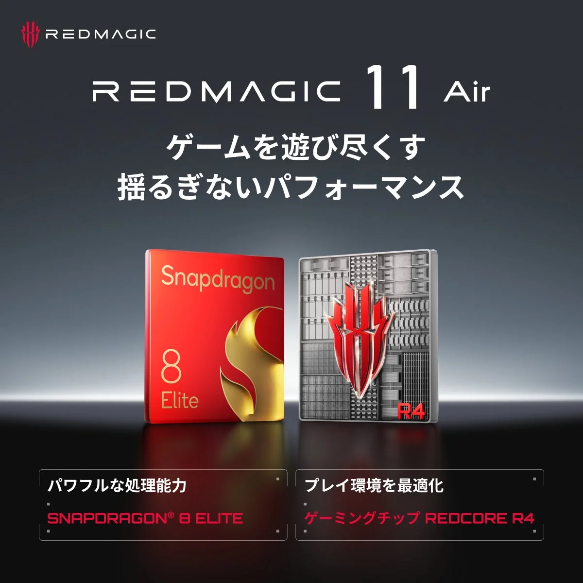 Snapdragon 8 EliteとゲーミングチップRed Core 4の画像。