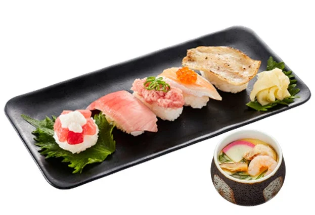 かっぱ寿司 旬ネタ！期間限定5貫セットと茶碗蒸し