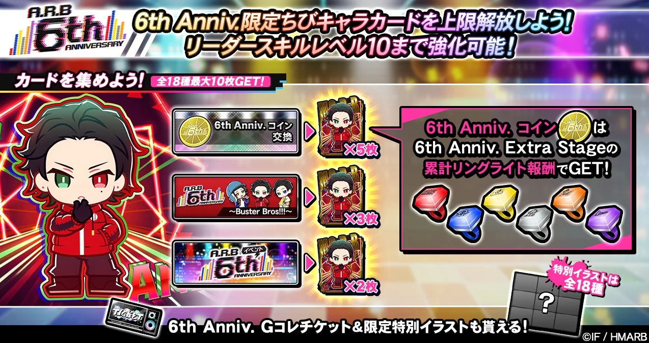6th ANNIVERSARYちびキャラカードの入手方法と育成ビンゴミッション