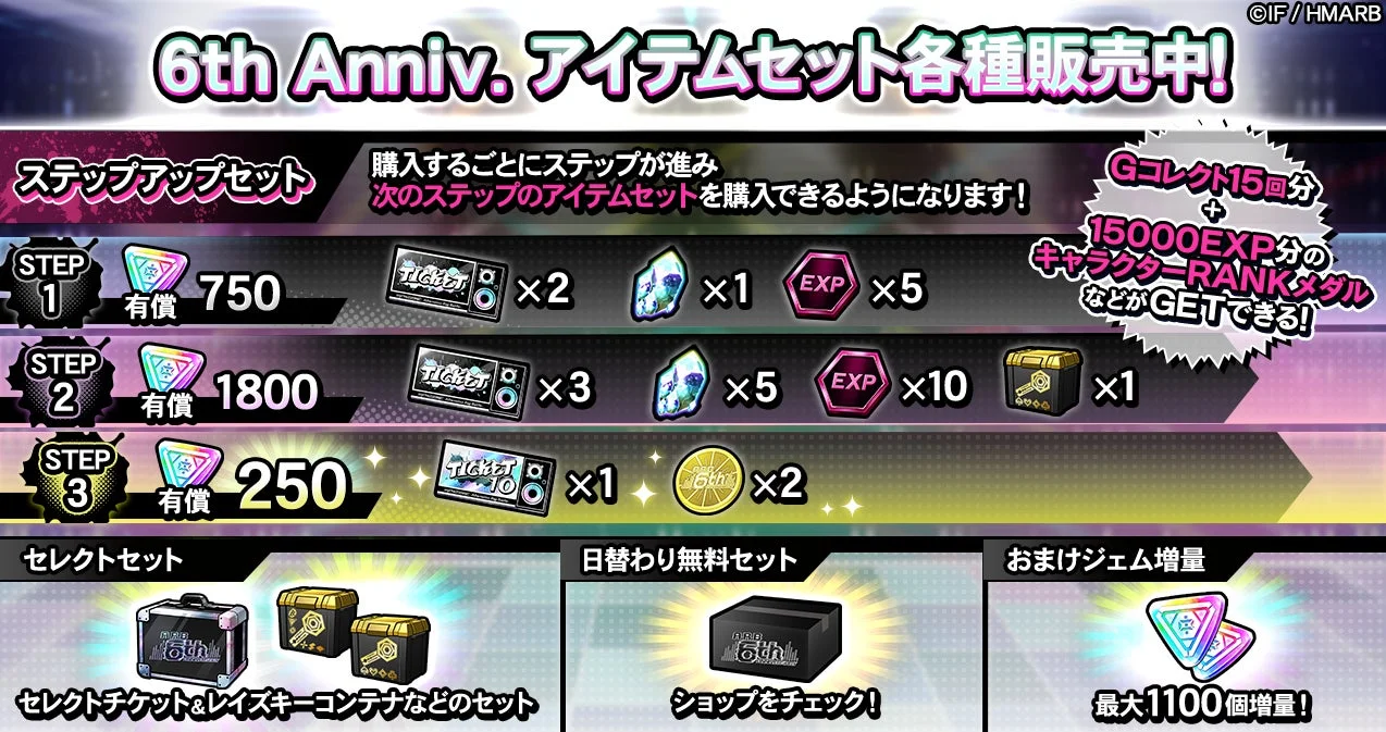 6th ANNIVERSARY限定アイテムセット各種販売中
