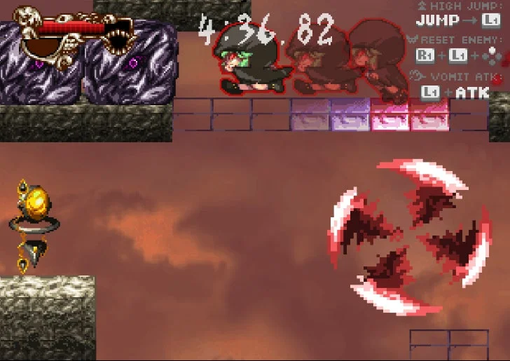 敵を足場にして大ジャンプする「敵を利用する」アクションのゲーム画面