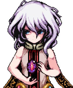 白衣の集団と同じ装束をまとった謎の青年ファリエスのドット絵立ち絵