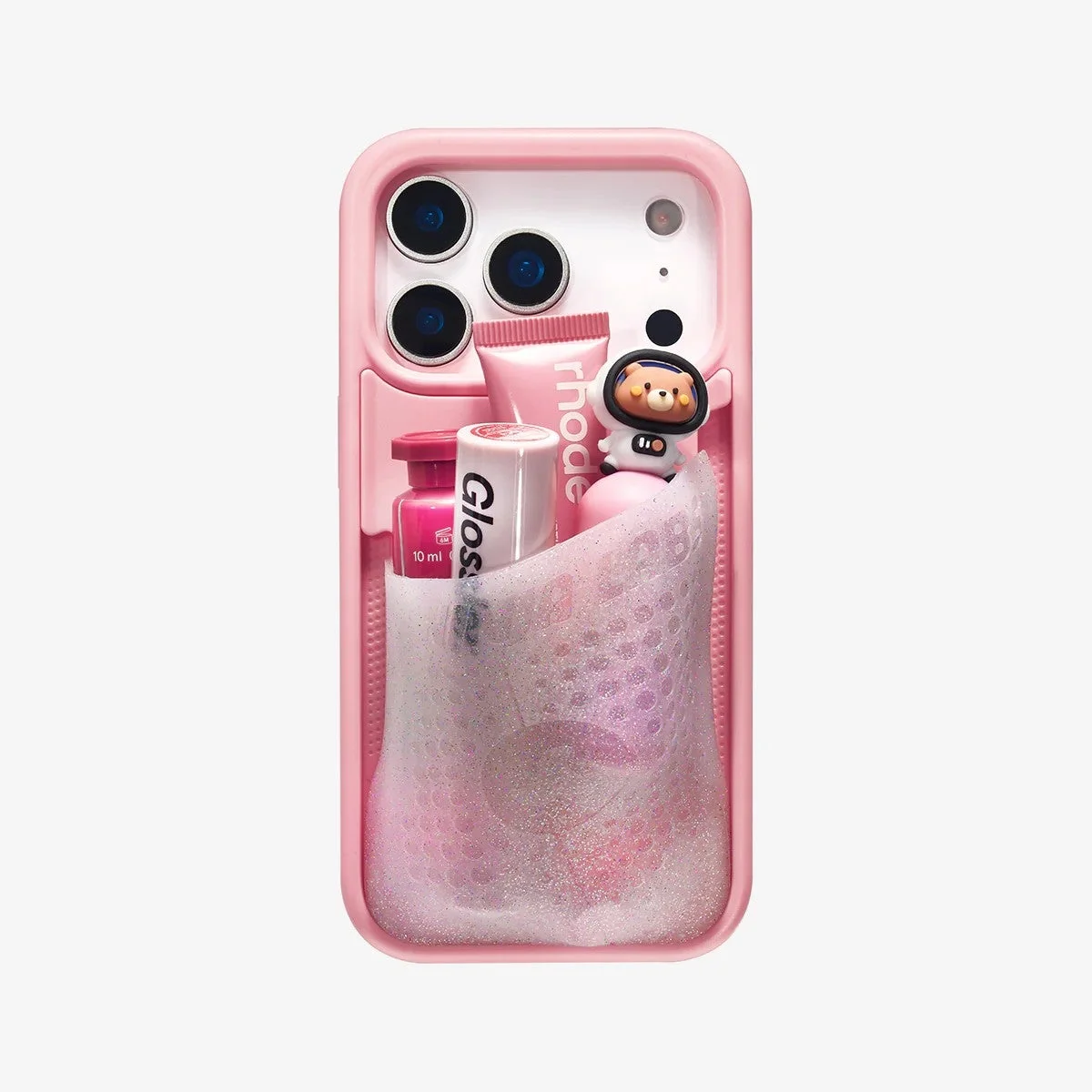 Princess Sparkles Flex Pouchに小物を収納したiPhoneケース