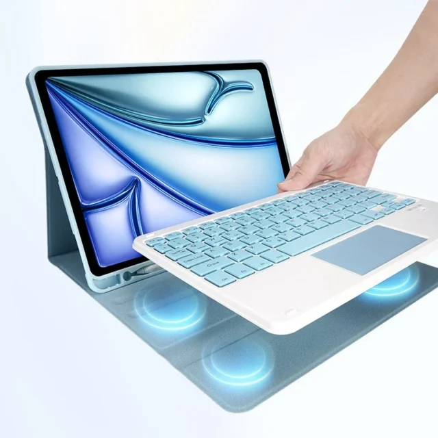 LivelyLifeキーボードケースのマグネット吸着設計を示すイメージ