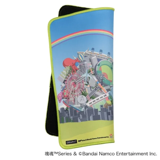 塊魂マウスパッドを巻いた状態のイメージ。