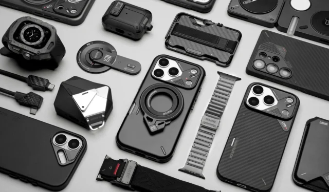 AULUMUのG09スマホリングスタンドを含む様々な近未来的なガジェット製品群