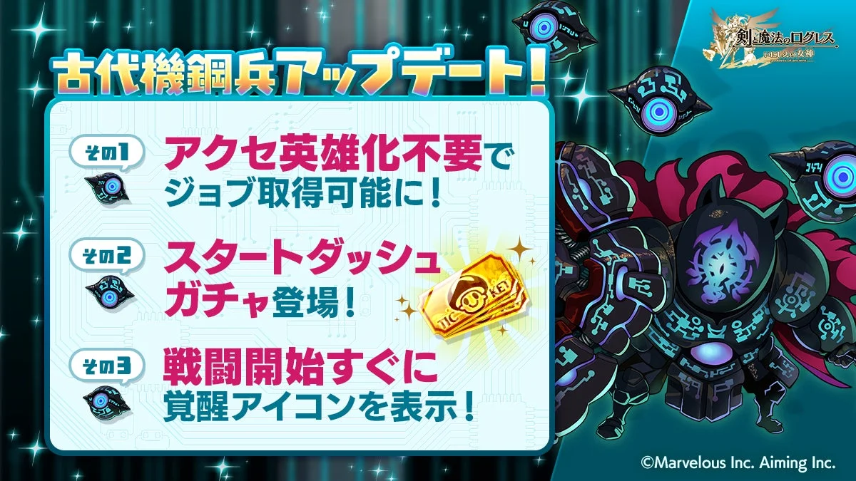 古代機鋼兵アップデート内容の詳細