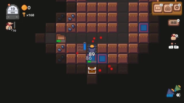 地下を掘り進めるゲームプレイ画面