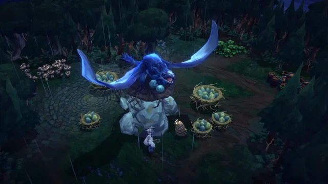 『Against the Storm』のゲーム画面に登場する巨大なクリーチャー。