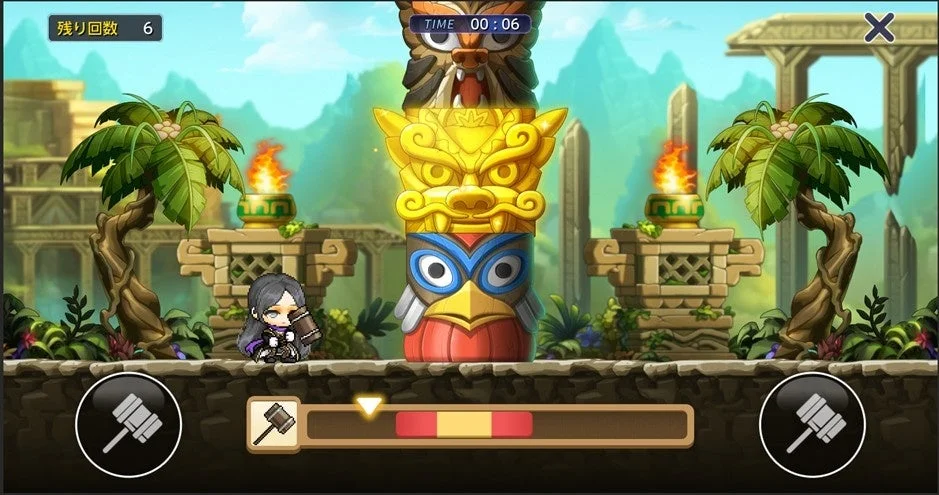 エスペシアのトーテムスラッシュミニゲームのプレイ画面