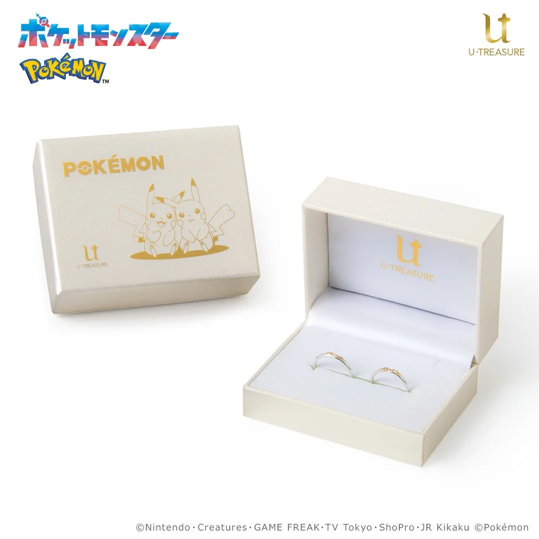 ピカチュウが箔押しされたポケモンデザインの専用ケース