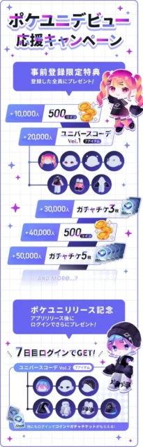 ポケコロユニバースの事前登録特典とリリース記念ログインキャンペーンの詳細。