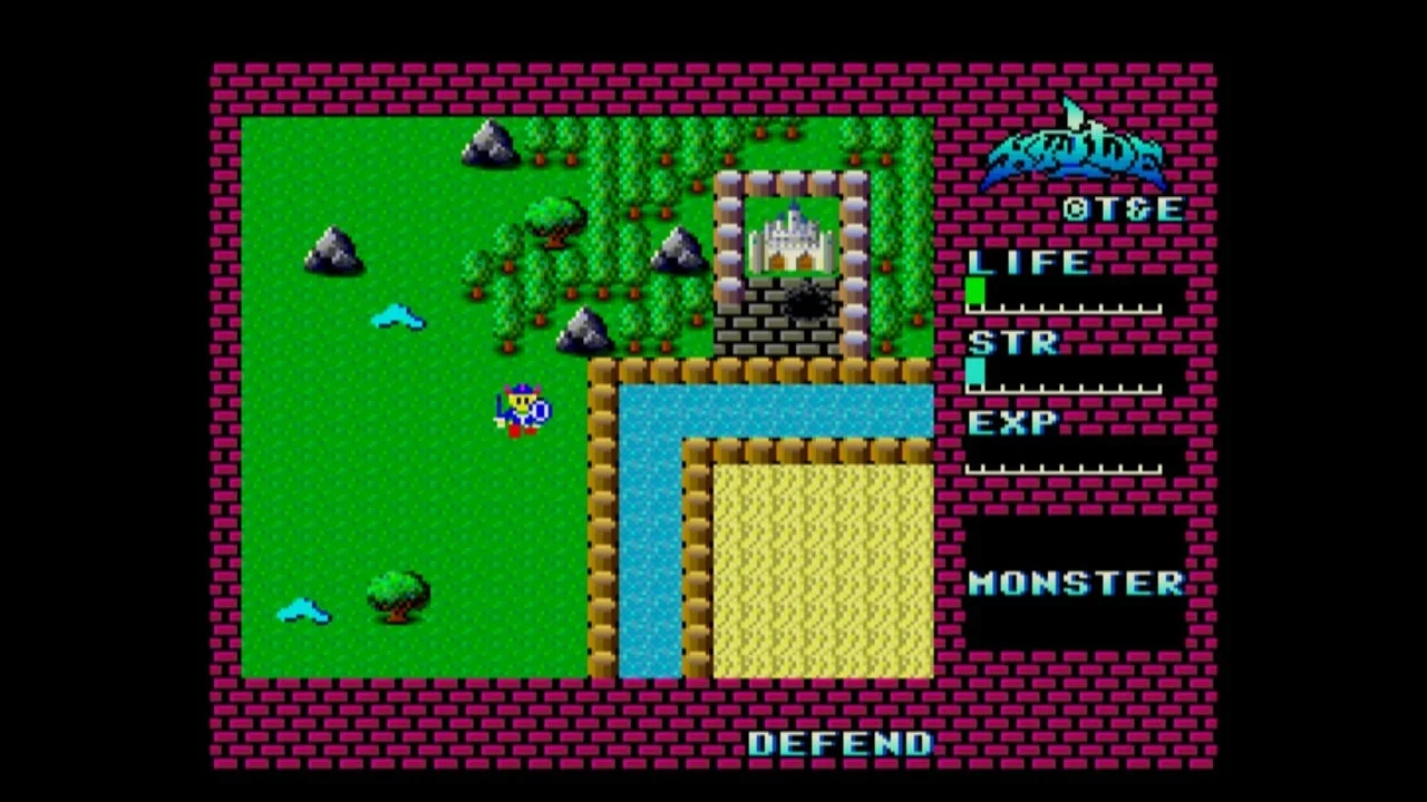 『ハイドライド MSX2』のゲーム画面(フィールドマップ)