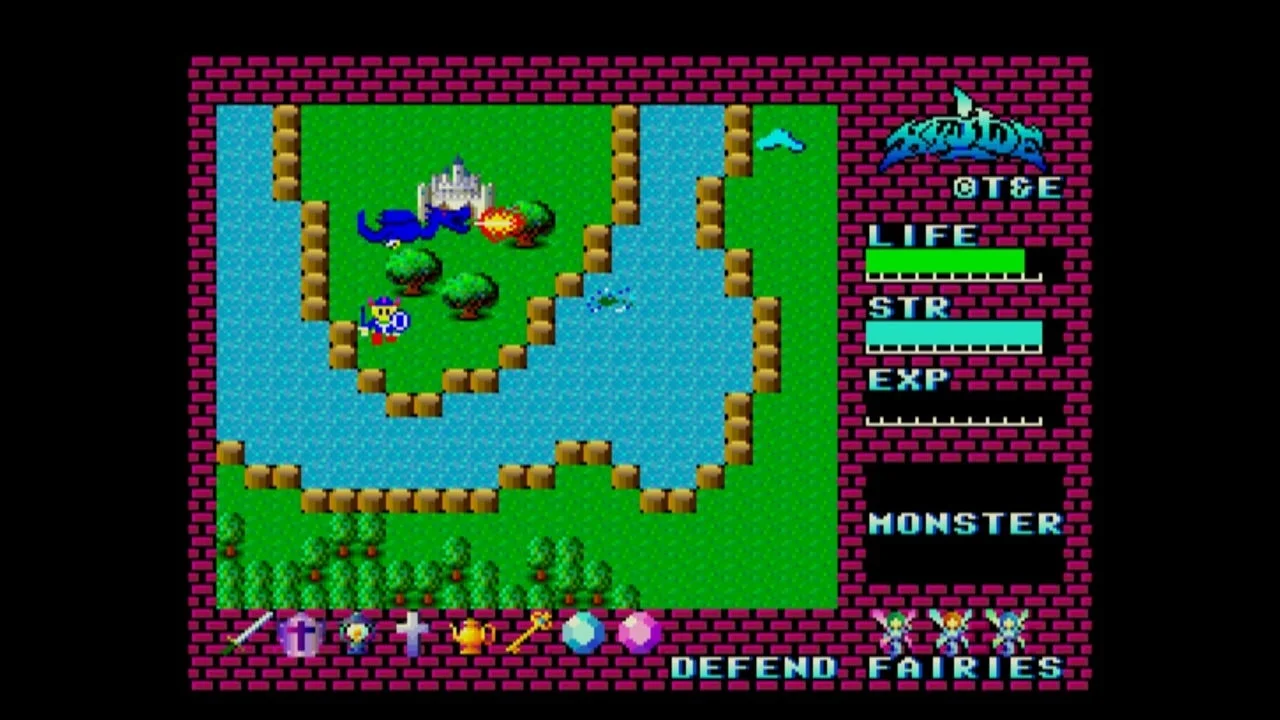 『ハイドライド MSX2』のゲーム画面(戦闘シーン)