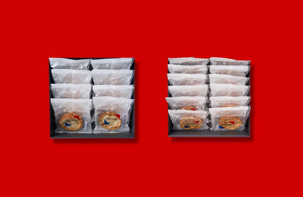 バター香る焼きシューラスク通常品と増量品の比較