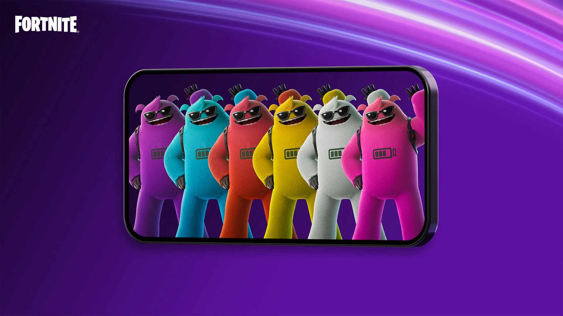 フォートナイトのキャラクターが映るスマートフォン画面