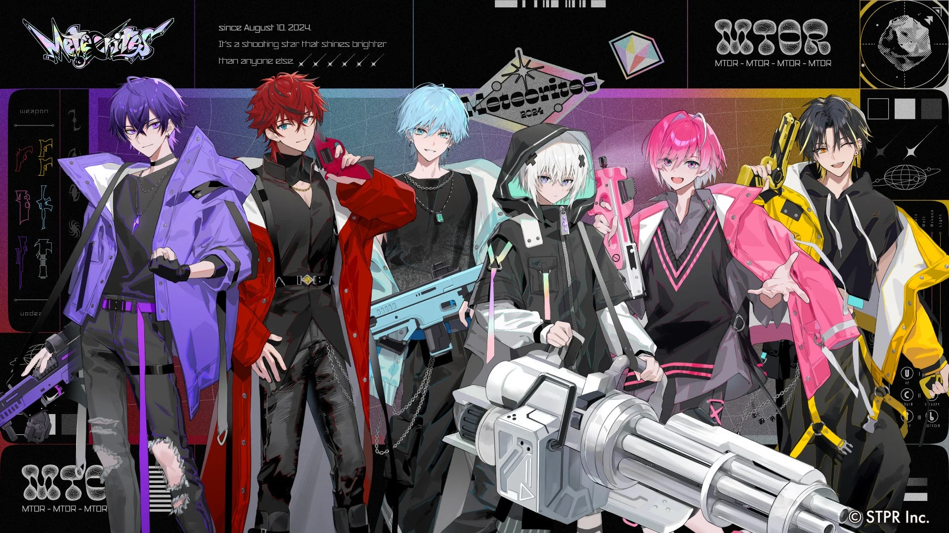 STPR所属2.5次元歌い手アイドルグループ『めておら - Meteorites -』のキャラクターイラスト