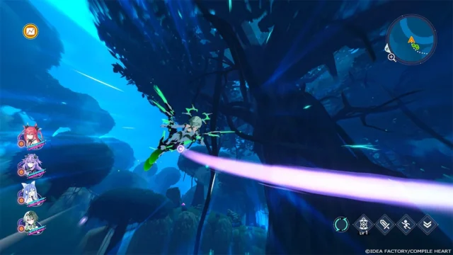 空中を高速で駆け抜ける女神のゲーム画面