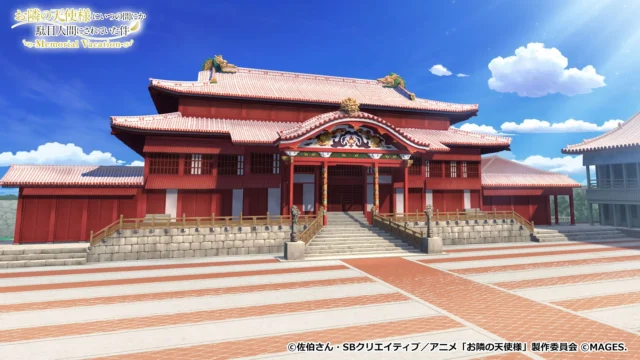 ゲームに登場する沖縄の観光地「首里城」の背景イラスト
