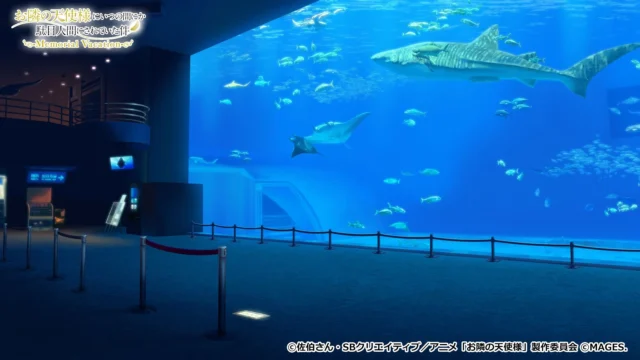 ゲームに登場する沖縄の観光地「美ら海水族館」の背景イラスト