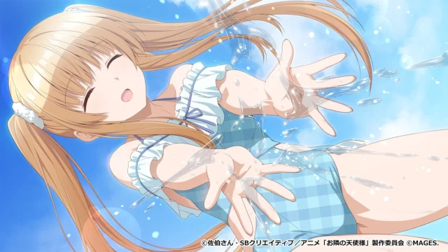 水着姿で水遊びを楽しむ椎名真昼のイベントスチル