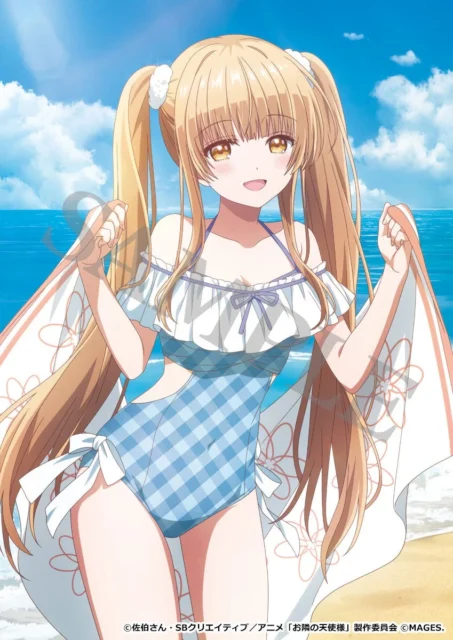 あみあみ特典のA2クリアポスターイラスト(水着姿の椎名真昼)