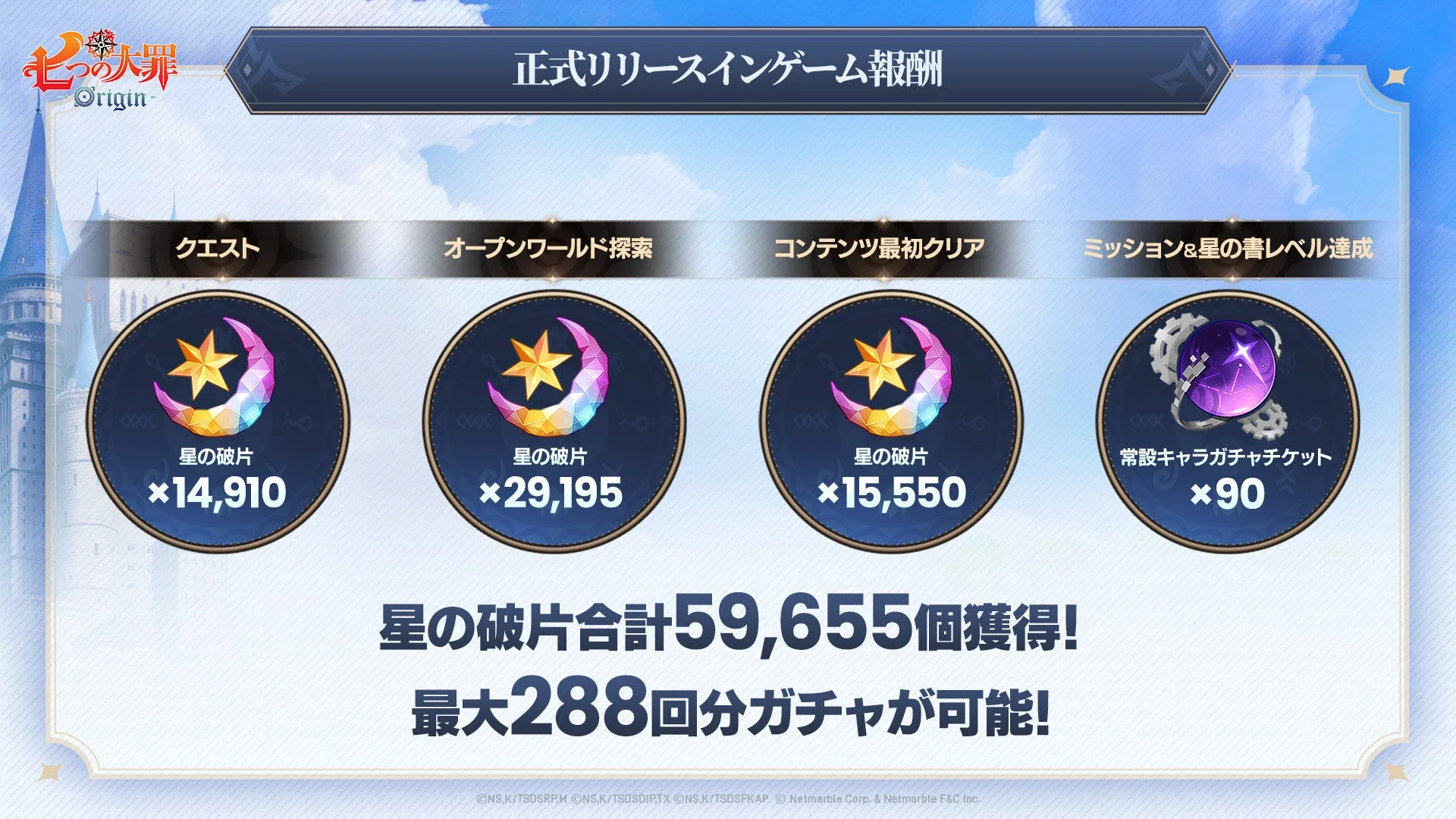 「七つの大罪：Origin」正式リリース記念のインゲーム報酬内容