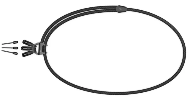 モバイル クロスボディ マルチストラップ（ブラック）の製品全体像とMicro Anchor